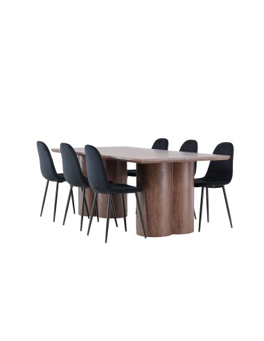Matgrupp Olivia med Polar matstolar, 210 × 100 cm