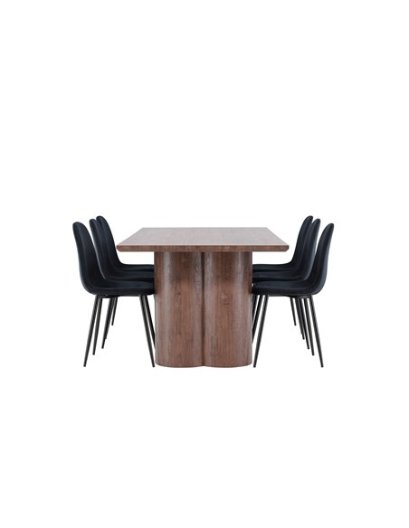 Matgrupp Olivia med Polar matstolar, 210 × 100 cm