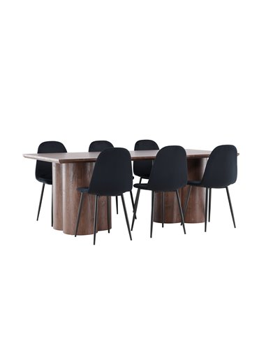 Matgrupp Olivia med Polar matstolar, 210 × 100 cm