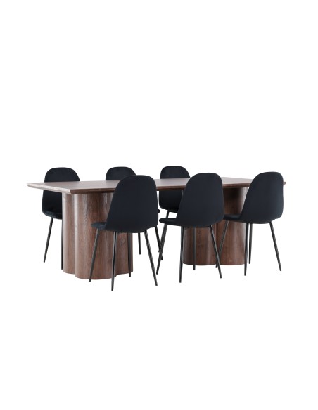 Matgrupp Olivia med Polar matstolar, 210 × 100 cm