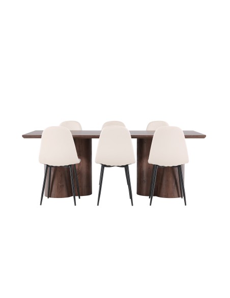 Matgrupp Olivia med Polar matstolar, 210 × 100 cm