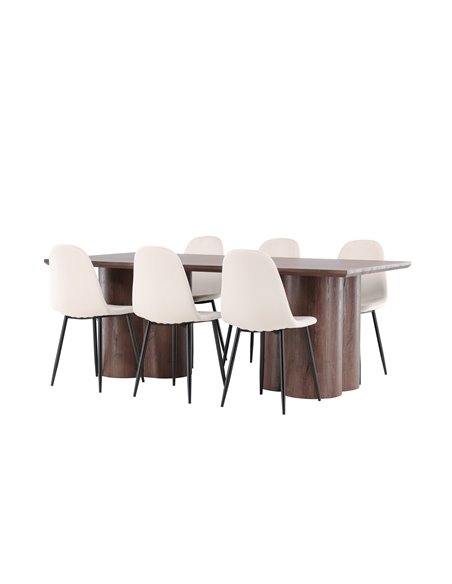 Matgrupp Olivia med Polar matstolar, 210 × 100 cm