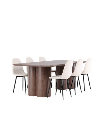 Matgrupp Olivia med Polar matstolar, 210 × 100 cm