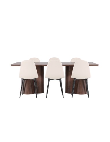 Matgrupp Olivia med Polar matstolar, 210 × 100 cm