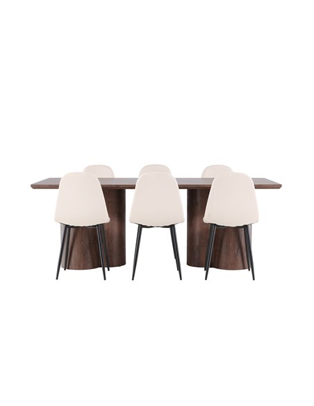 Matgrupp Olivia med Polar matstolar, 210 × 100 cm