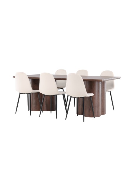 Matgrupp Olivia med Polar matstolar, 210 × 100 cm