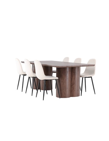 Matgrupp Olivia med Polar matstolar, 210 × 100 cm