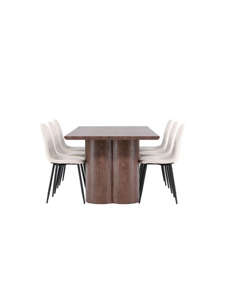 Matgrupp Olivia med Polar matstolar, 210 × 100 cm