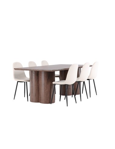 Matgrupp Olivia med Polar matstolar, 210 × 100 cm