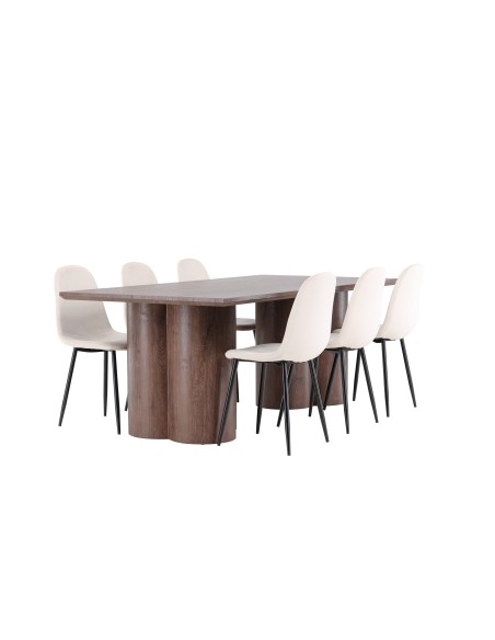 Matgrupp Olivia med Polar matstolar, 210 × 100 cm