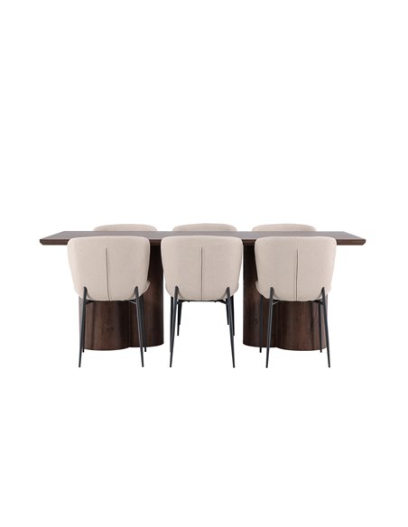Matgrupp Olivia med Modesto matstolar, 210 × 100 cm