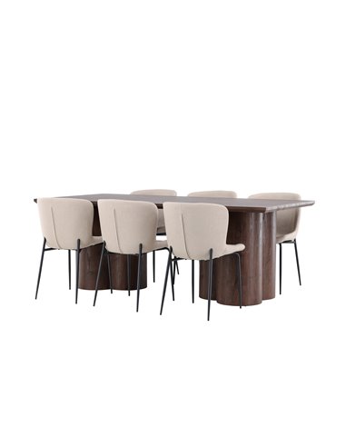 Matgrupp Olivia med Modesto matstolar, 210 × 100 cm
