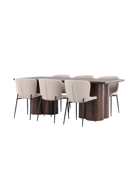 Matgrupp Olivia med Modesto matstolar, 210 × 100 cm