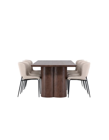 Matgrupp Olivia med Modesto matstolar, 210 × 100 cm