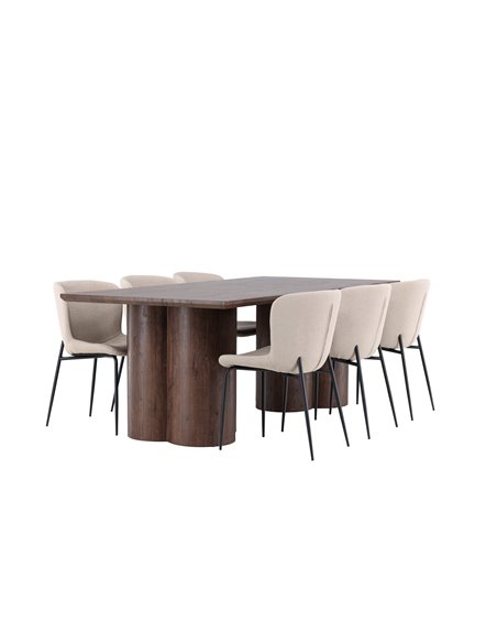 Matgrupp Olivia med Modesto matstolar, 210 × 100 cm