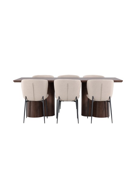 Matgrupp Olivia med Modesto matstolar, 210 × 100 cm