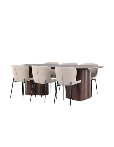 Matgrupp Olivia med Modesto matstolar, 210 × 100 cm