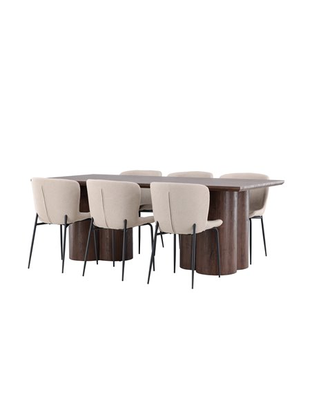 Matgrupp Olivia med Modesto matstolar, 210 × 100 cm