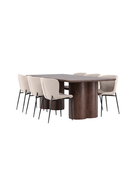 Matgrupp Olivia med Modesto matstolar, 210 × 100 cm