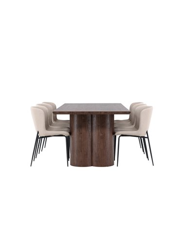 Matgrupp Olivia med Modesto matstolar, 210 × 100 cm