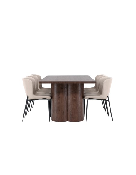 Matgrupp Olivia med Modesto matstolar, 210 × 100 cm