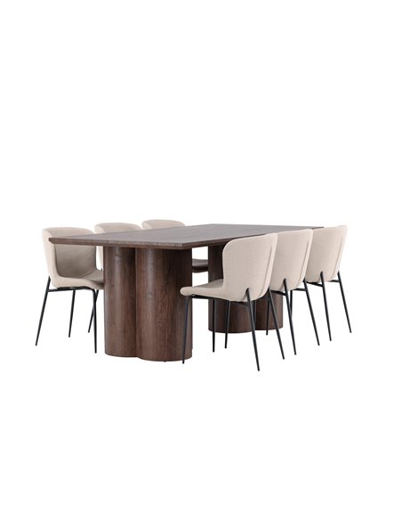 Matgrupp Olivia med Modesto matstolar, 210 × 100 cm