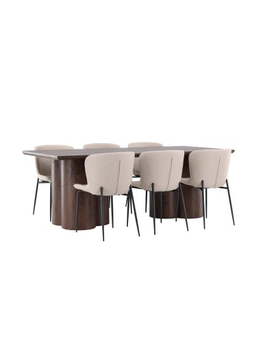 Matgrupp Olivia med Modesto matstolar, 210 × 100 cm