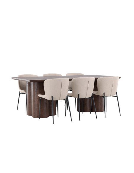 Matgrupp Olivia med Modesto matstolar, 210 × 100 cm