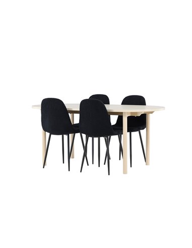 Matgrupp Andy med Polar matstolar, 180 × 90 cm