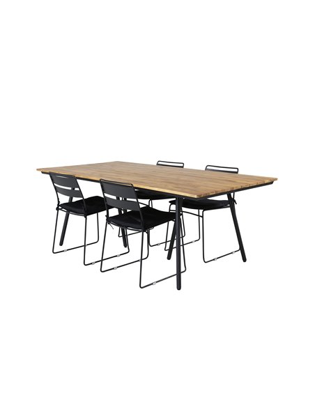 Matgrupp Chan med Lina matstolar, 200 × 100 cm