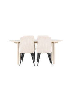 Matgrupp Andy med Leone matstolar, 180 × 90 cm