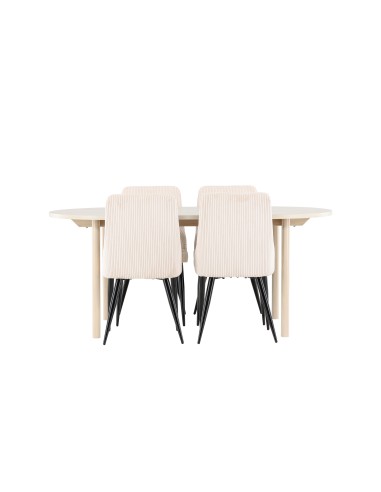 Matgrupp Andy med Leone matstolar, 180 × 90 cm