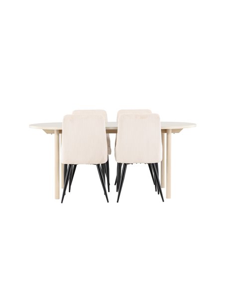 Matgrupp Andy med Leone matstolar, 180 × 90 cm