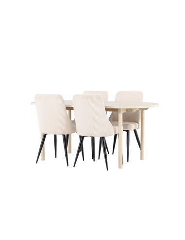 Matgrupp Andy med Leone matstolar, 180 × 90 cm