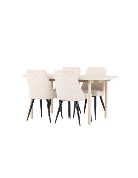 Matgrupp Andy med Leone matstolar, 180 × 90 cm
