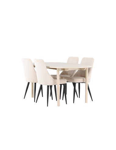 Matgrupp Andy med Leone matstolar, 180 × 90 cm