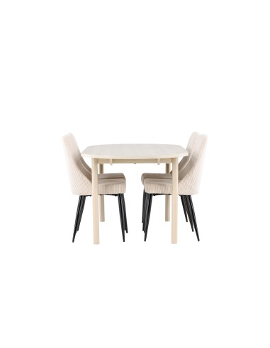 Matgrupp Andy med Leone matstolar, 180 × 90 cm
