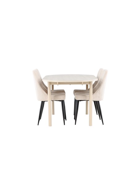 Matgrupp Andy med Leone matstolar, 180 × 90 cm
