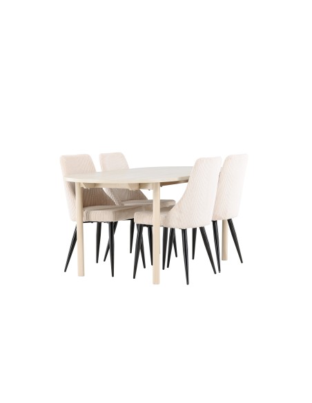 Matgrupp Andy med Leone matstolar, 180 × 90 cm
