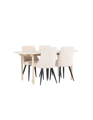 Matgrupp Andy med Leone matstolar, 180 × 90 cm
