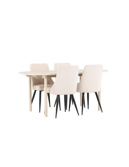 Matgrupp Andy med Leone matstolar, 180 × 90 cm