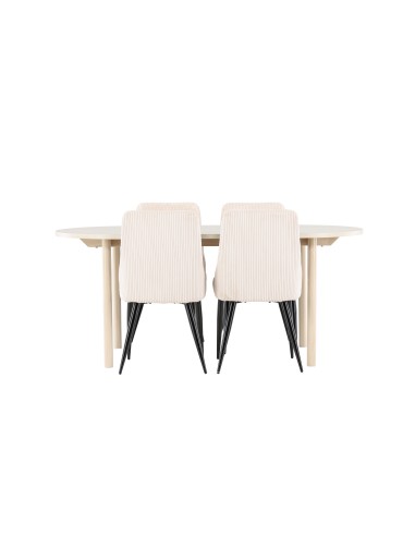 Matgrupp Andy med Leone matstolar, 180 × 90 cm