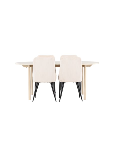 Matgrupp Andy med Leone matstolar, 180 × 90 cm