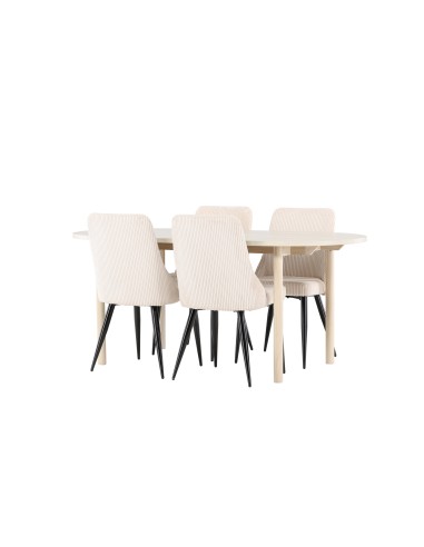Matgrupp Andy med Leone matstolar, 180 × 90 cm