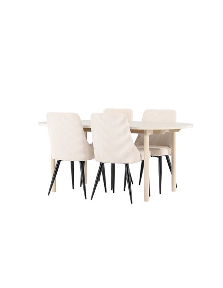 Matgrupp Andy med Leone matstolar, 180 × 90 cm