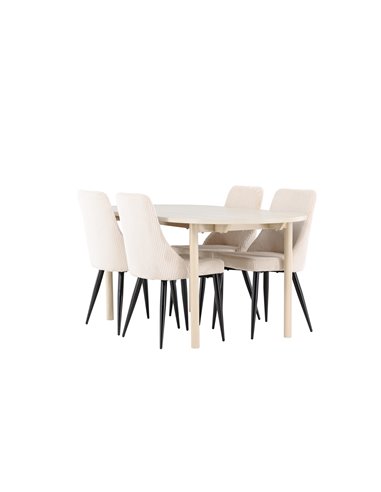 Matgrupp Andy med Leone matstolar, 180 × 90 cm