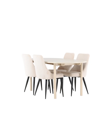 Matgrupp Andy med Leone matstolar, 180 × 90 cm