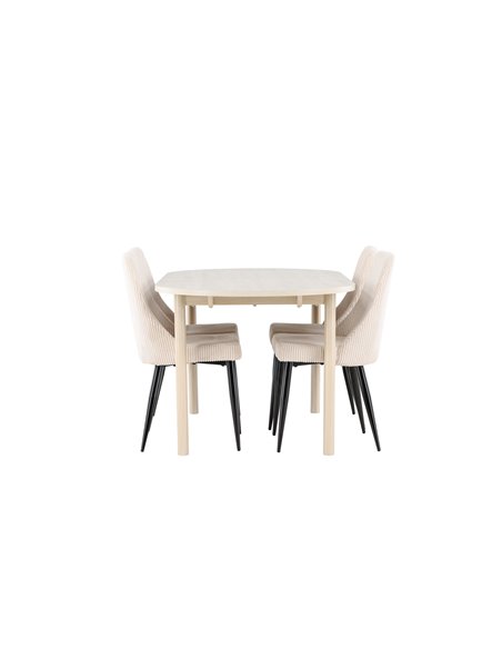 Matgrupp Andy med Leone matstolar, 180 × 90 cm