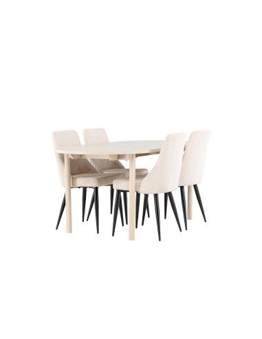 Matgrupp Andy med Leone matstolar, 180 × 90 cm