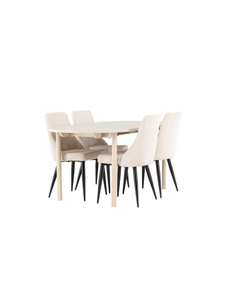 Matgrupp Andy med Leone matstolar, 180 × 90 cm